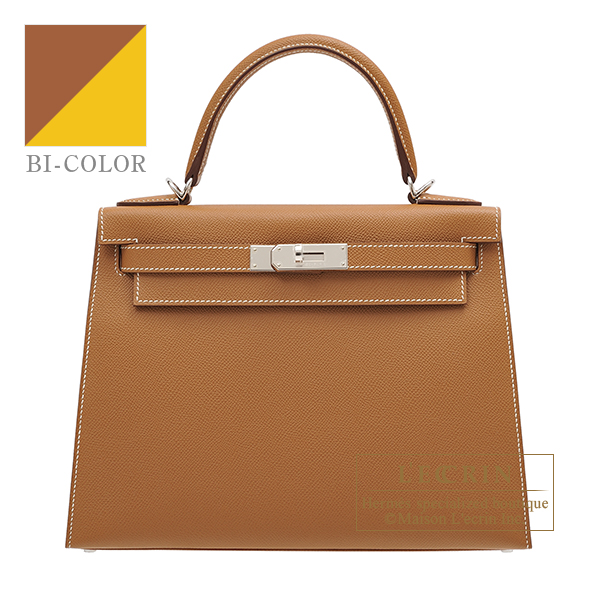 Hermes　Kelly Verso bag 28　Sellier　Gold/　Jaune ambre　Epsom leather　Silver hardware
