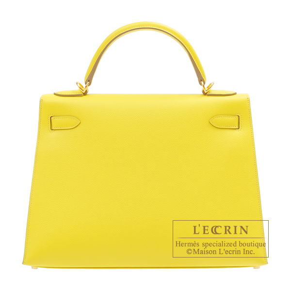 Hermes　Kelly bag 32　Sellier　Lime　Epsom leather　Gold hardware