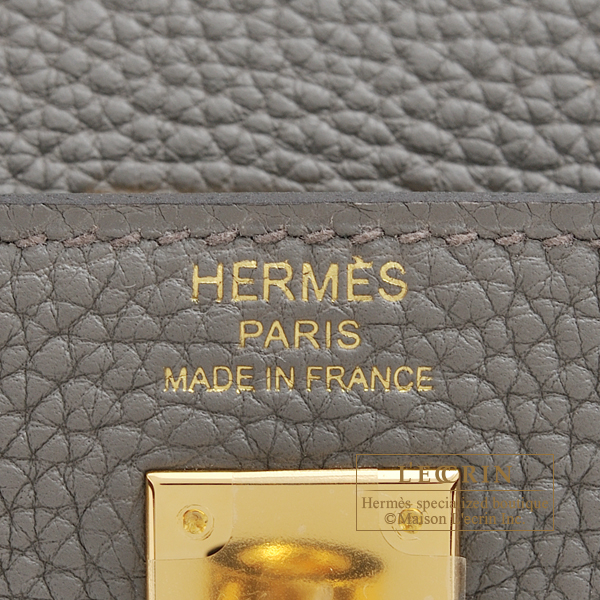 Hermes　Kelly bag 25　Retourne　Etain　Togo leather　Gold hardware