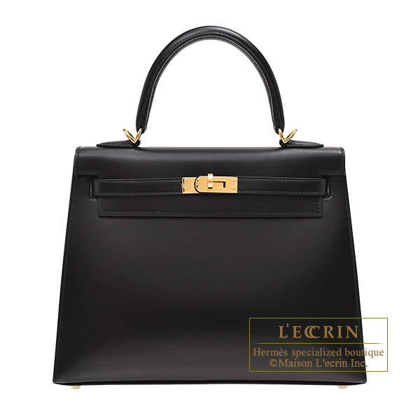 Hermes　Kelly bag 25　Sellier　Black　Box calf leather　Gold hardware