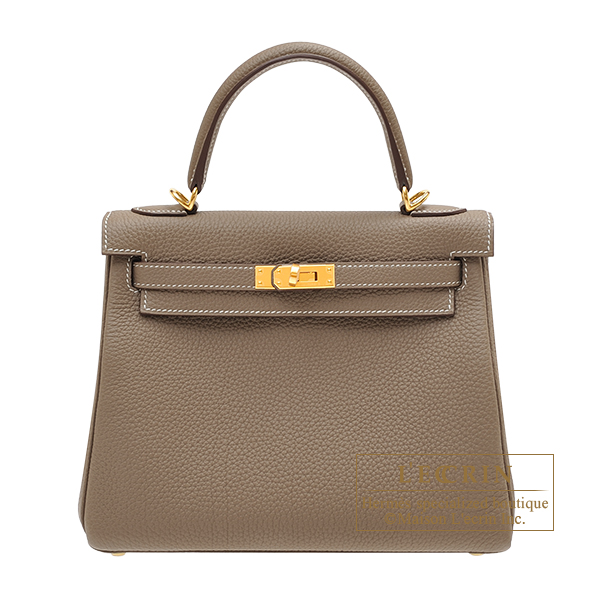 Hermes　Kelly bag 25　Retourne　Etoupe grey　Togo leather　Gold  hardware
