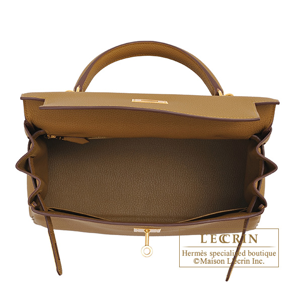 Hermes　Kelly bag 28　Retourne　Bronze dore　Togo leather　Gold hardware
