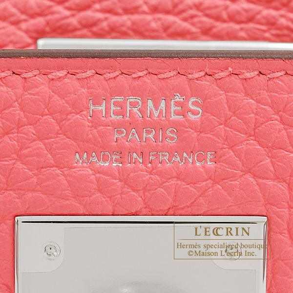 Hermes　Kelly bag 28　Retourne　Rose azalee　Clemence leather　Silver hardware