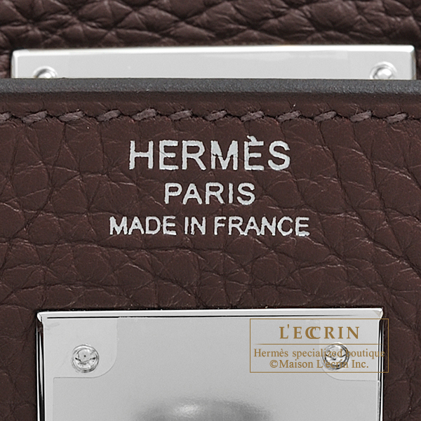 Hermes　Kelly bag 28　Retourne　Havane　Clemence leather　Silver hardware