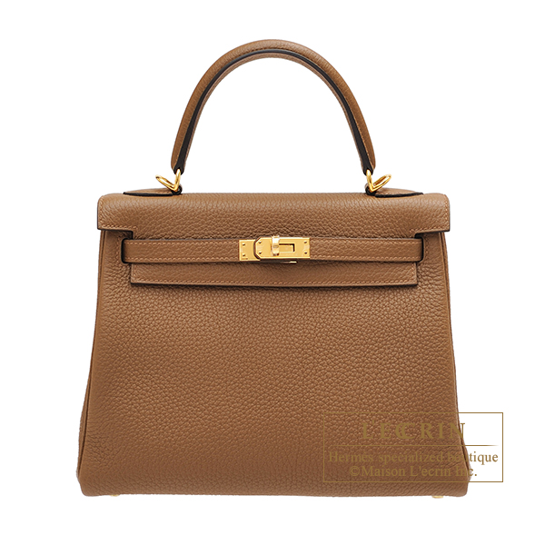 Hermes　Kelly bag 25　Retourne　Alezan　Togo leather　Gold hardware