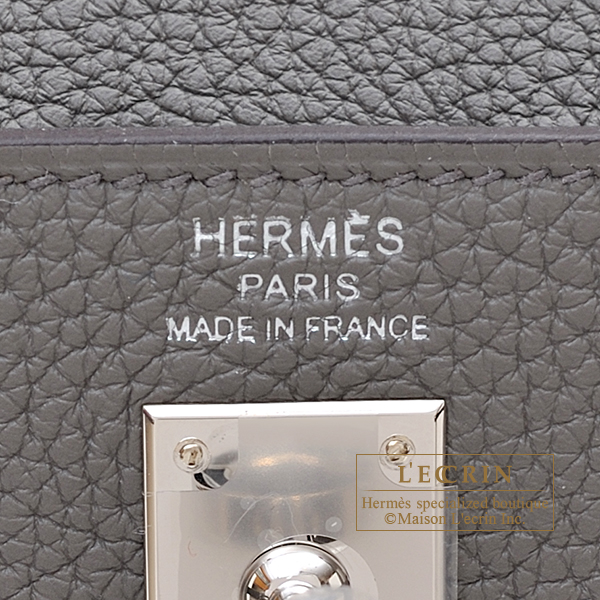 Hermes　Kelly bag 25　Retourne　Gris meyer　Togo leather　Silver hardware