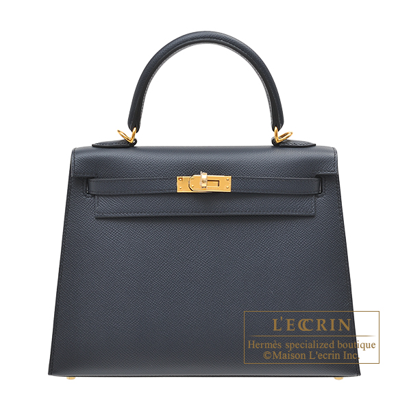 Hermes　Kelly bag 25　Sellier　Blue indigo　Epsom leather　Gold hardware