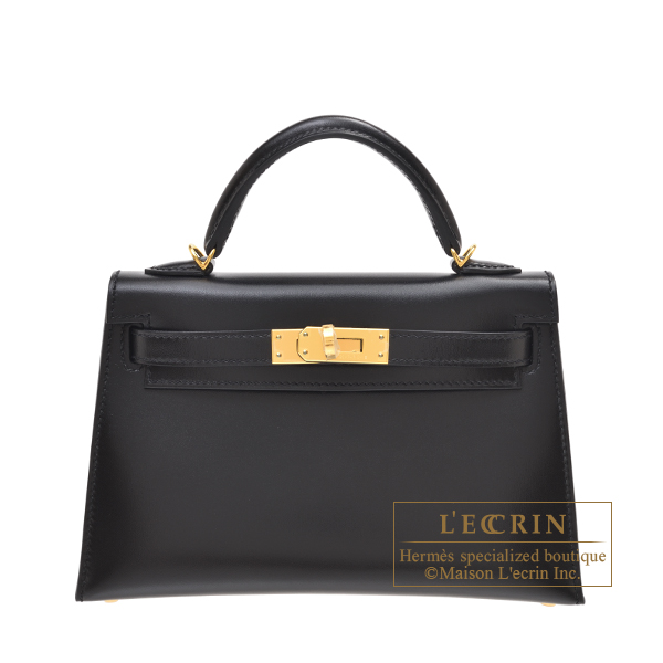Hermes　Kelly bag mini　Sellier　Black　Box calf leather　Gold hardware
