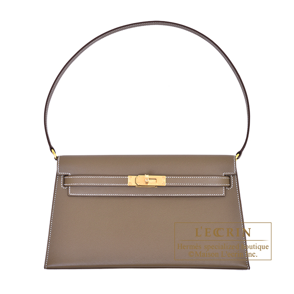 Hermes　Kelly Elan bag　Sellier　Etoupe grey　Madame leather　Gold hardware