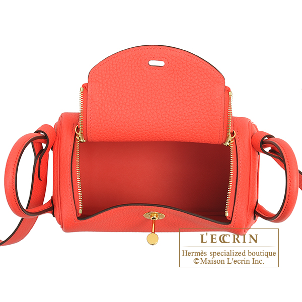Hermes　Lindy bag mini　Rose texas　Clemence leather　Gold hardware