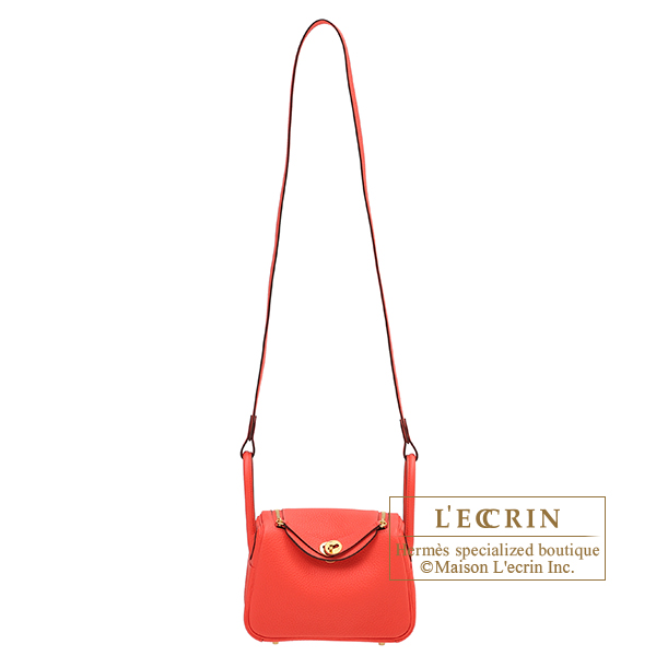 Hermes　Lindy bag mini　Rose texas　Clemence leather　Gold hardware