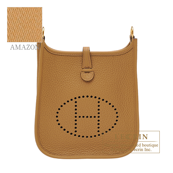 Hermes　Evelyne Amazon bag TPM　Biscuit　Clemence leather　Gold hardware