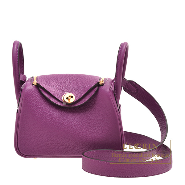 Hermes　Lindy bag mini　Anemone　Clemence leather　Gold hardware