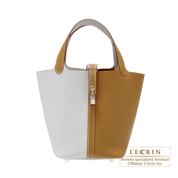 Hermes　Picotin Lock casaque bag PM　Kraft/Pearl grey　Clemence leather　Silver hardware