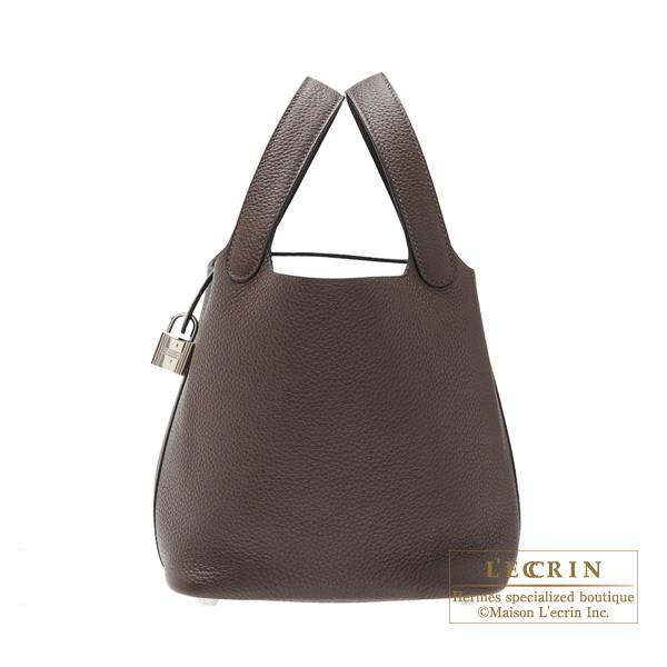 Hermes　Picotin Lock bag PM　Cafe　Clemence leather　Silver hardware