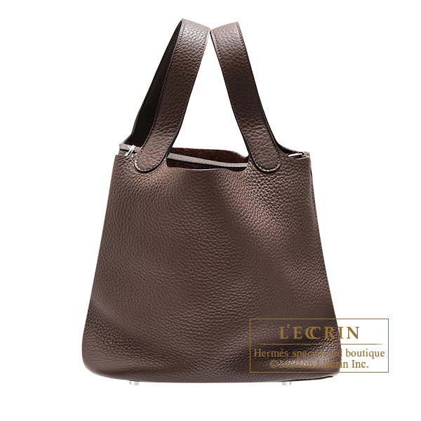 Hermes　Picotin Lock bag MM　Cacao　Clemence leather　Silver hardware