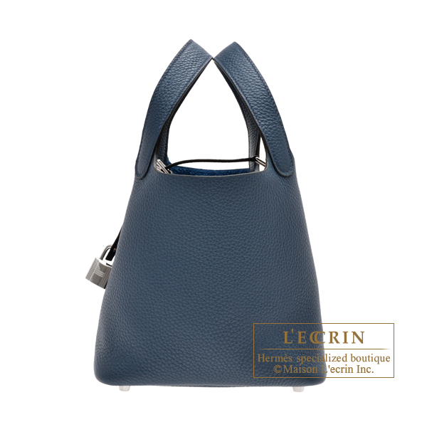 Hermes　Picotin Lock bag PM　Blue de presse　Clemence leather　Silver hardware