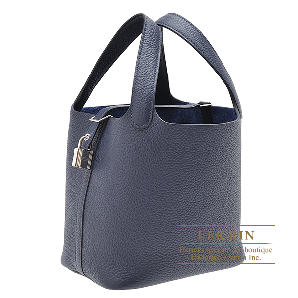 Hermes　Picotin Lock bag PM　Blue nuit　Clemence leather　Silver hardware