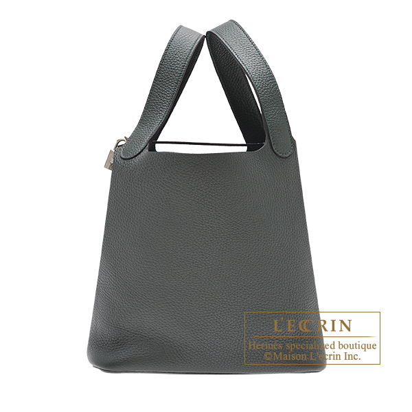 Hermes　Picotin Lock bag MM　Vert fonce　Clemence leather　Silver hardware