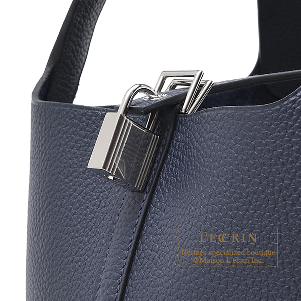 Hermes　Picotin Lock bag MM　Blue nuit　Clemence leather　Silver hardware