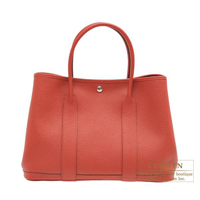 Hermes　Garden Party bag PM　Quadrige　Rouge duchesse　Country leather　Silver hardware