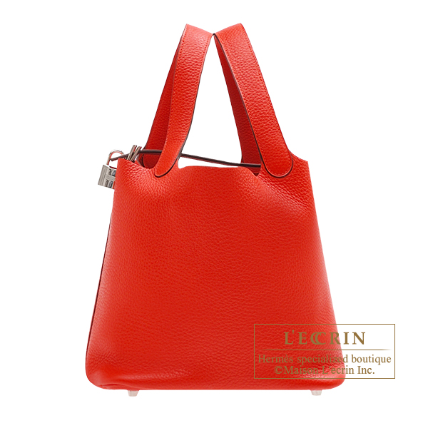 Hermes　Picotin Lock bag MM　Rouge tomate　Clemence leather　Silver hardware