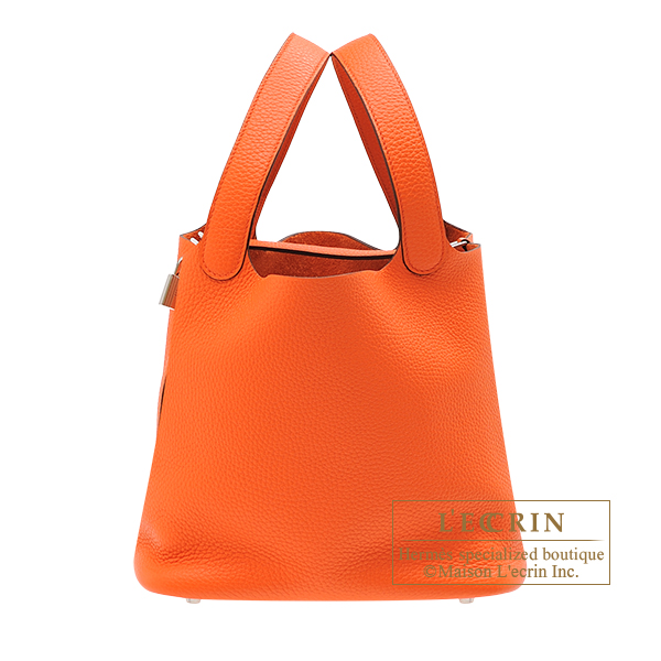 Hermes　Picotin Lock bag MM　Orange poppy　Clemence leather　Silver hardware