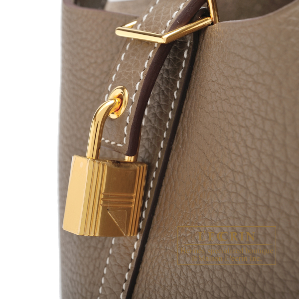 Hermes　Picotin Lock bag PM　Etoupe grey　Clemence leather　Gold hardware