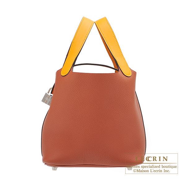 Hermes　Picotin Lock　Touch bag PM　Cuivre/Jaune d'or　Clemence leather/　Swift leather　Silver hardware