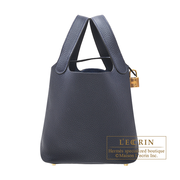 Hermes　Picotin Lock bag PM　Blue nuit　Clemence leather　Gold hardware