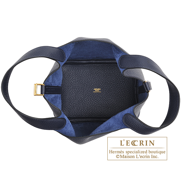 Hermes　Picotin Lock bag PM　Blue nuit　Clemence leather　Gold hardware