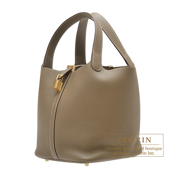 Hermes Picotin Lock Mini Bag Togo Leather Gold Hardware In Grey