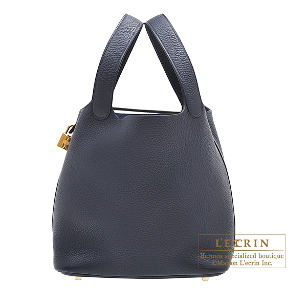 Hermes　Picotin Lock bag MM　Blue nuit　Clemence leather　Gold hardware