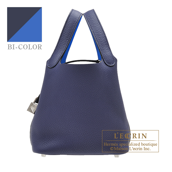 Hermes　Picotin Lock　Eclat bag PM　Blue encre/　Blue zellige　Clemence leather/Swift leather　Silver hardware