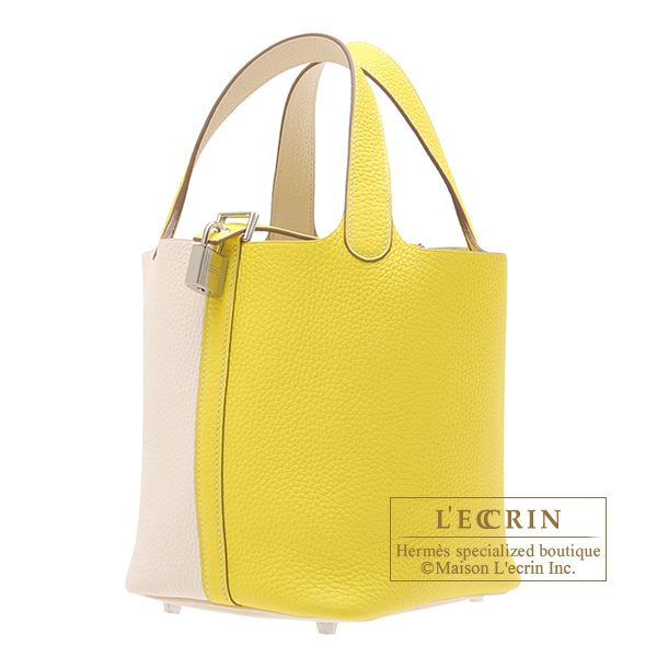 Hermes　Picotin Lock casaque bag PM　Lime/Nata　Clemence leather　Silver hardware