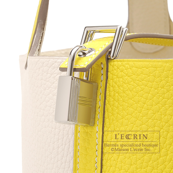 Hermes　Picotin Lock casaque bag PM　Lime/Nata　Clemence leather　Silver hardware