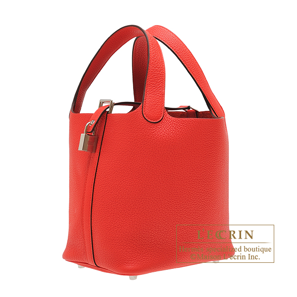 Hermes　Picotin Lock bag PM　Rouge coeur　Maurice leather　Silver hardware