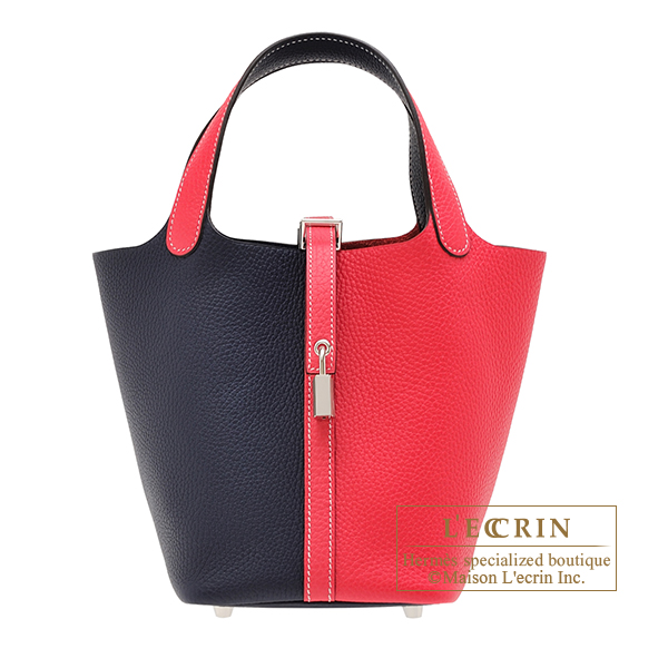 Hermes　Picotin Lock casaque bag PM　Rose extreme/　Blue nuit　Clemence leather　Silver hardware