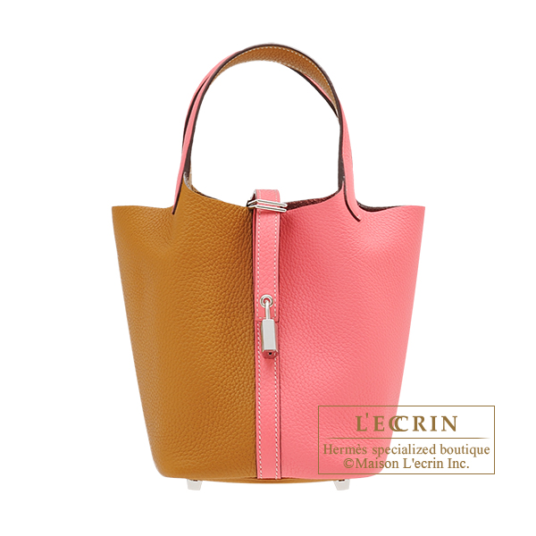 Hermes　Picotin Lock casaque bag PM　Rose azalee/　Sesame　Clemence leather　Silver hardware