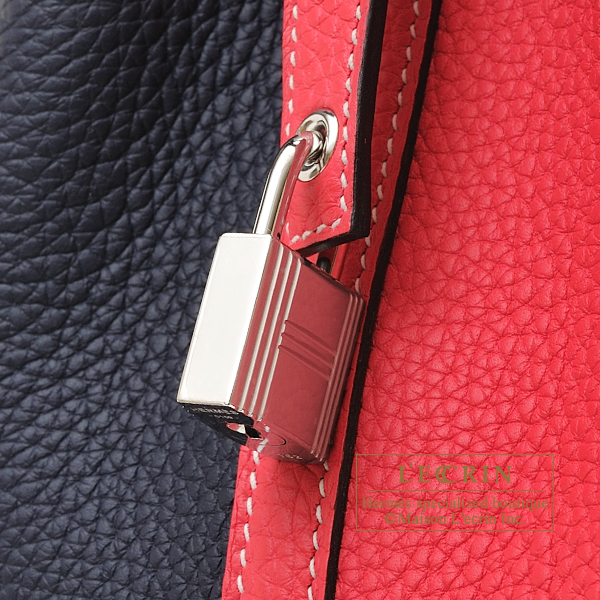 Hermes　Picotin Lock casaque bag MM　Rose extreme/　Blue nuit　Clemence leather　Silver hardware