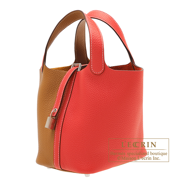 Hermes　Picotin Lock casaque bag PM　Rouge coeur/　Gold　Clemence leather　Silver hardware