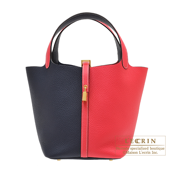 Hermes　Picotin Lock casaque bag MM　Rose extreme/　Blue nuit　Clemence leather　Gold hardware