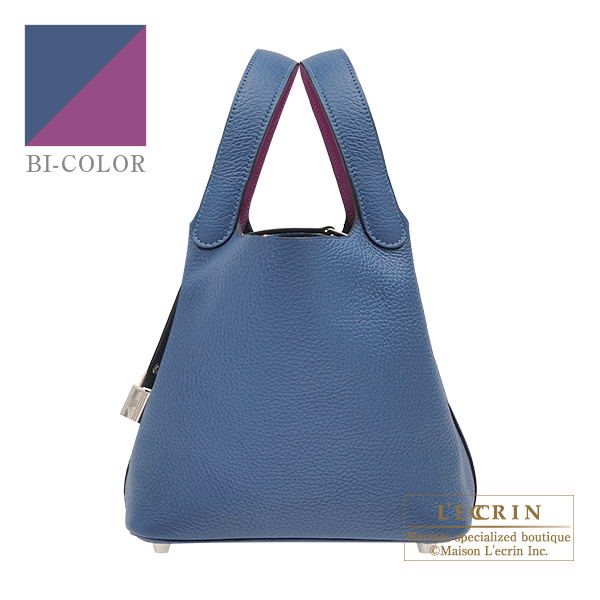 Hermes　Picotin Lock　Eclat bag PM　Deep blue/　Anemone　Clemence leather/　Swift leather　Silver hardware