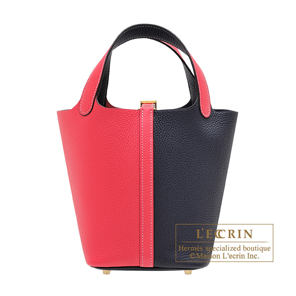 Hermes　Picotin Lock casaque bag PM　Rose extreme/　Blue nuit　Clemence leather　Gold hardware