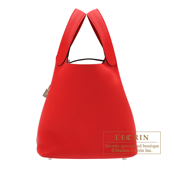 Hermes　Picotin Lock bag MM　Rouge coeur　Maurice leather　Silver hardware