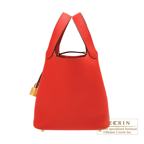 Hermes　Picotin Lock bag PM　Rouge coeur　Clemence leather　Gold hardware