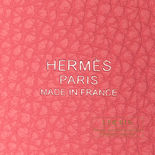 Hermes　Picotin Lock　Eclat bag MM　Rose azalee/　Terre battue　Clemence leather/Swift leather　Silver hardware
