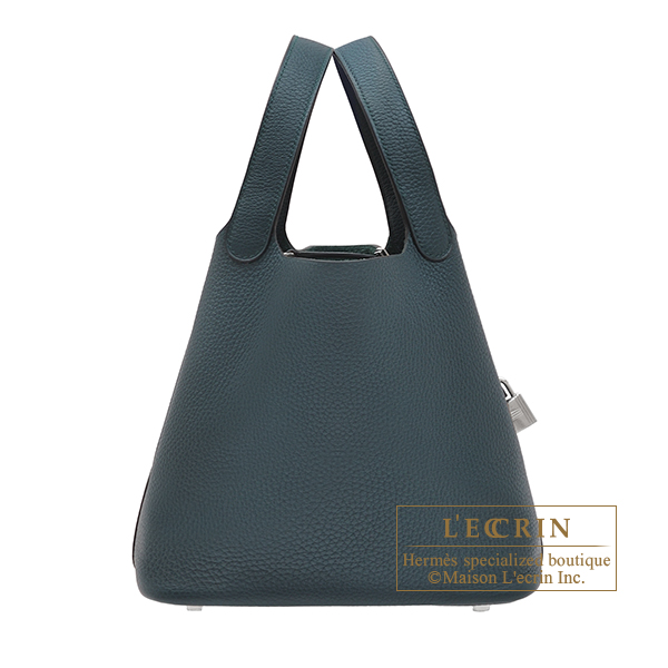 Hermes　Picotin Lock bag MM　Vert cypres　Clemence leather　Silver hardware