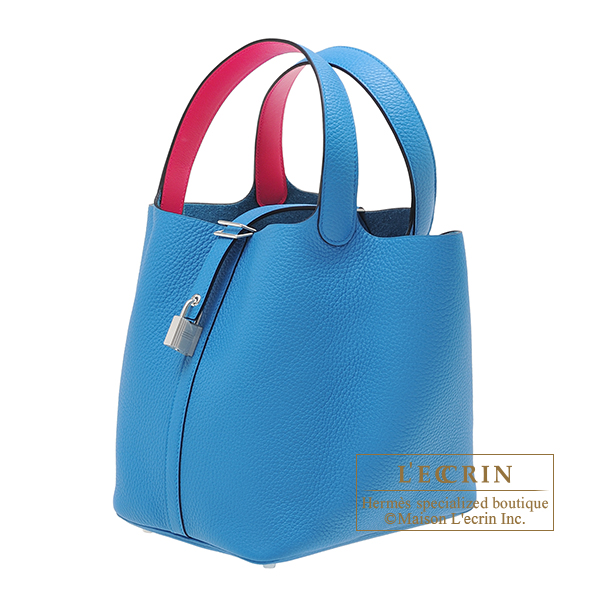 Hermes　Picotin Lock　Eclat bag MM　Blue frida/　Rose mexico　Clemence leather/Swift leather　Silver hardware