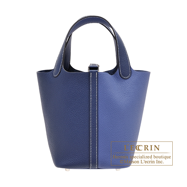 Hermes　Picotin Lock casaque bag PM　Blue saphir/　Blue brighton　Clemence leather　Silver hardware